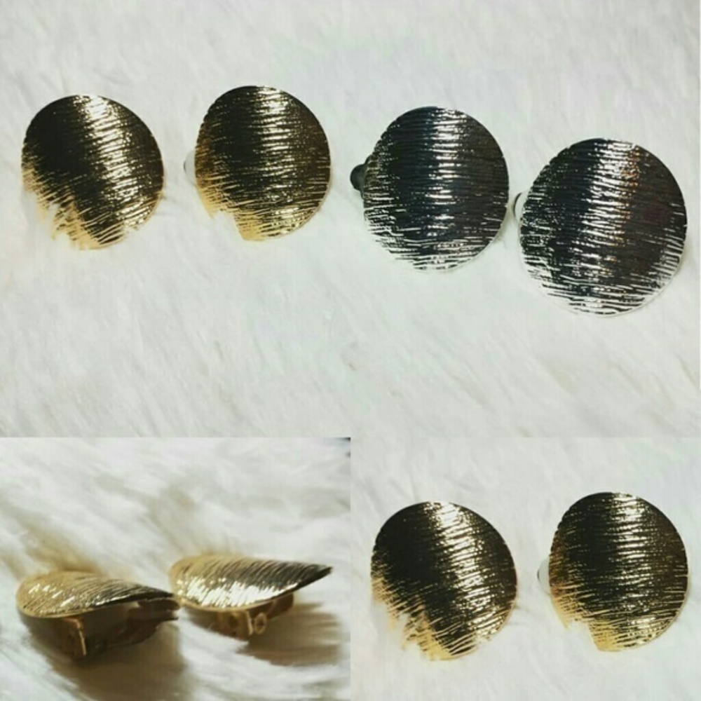 Vintage Style Golden Curvy Clip-On Earrings
